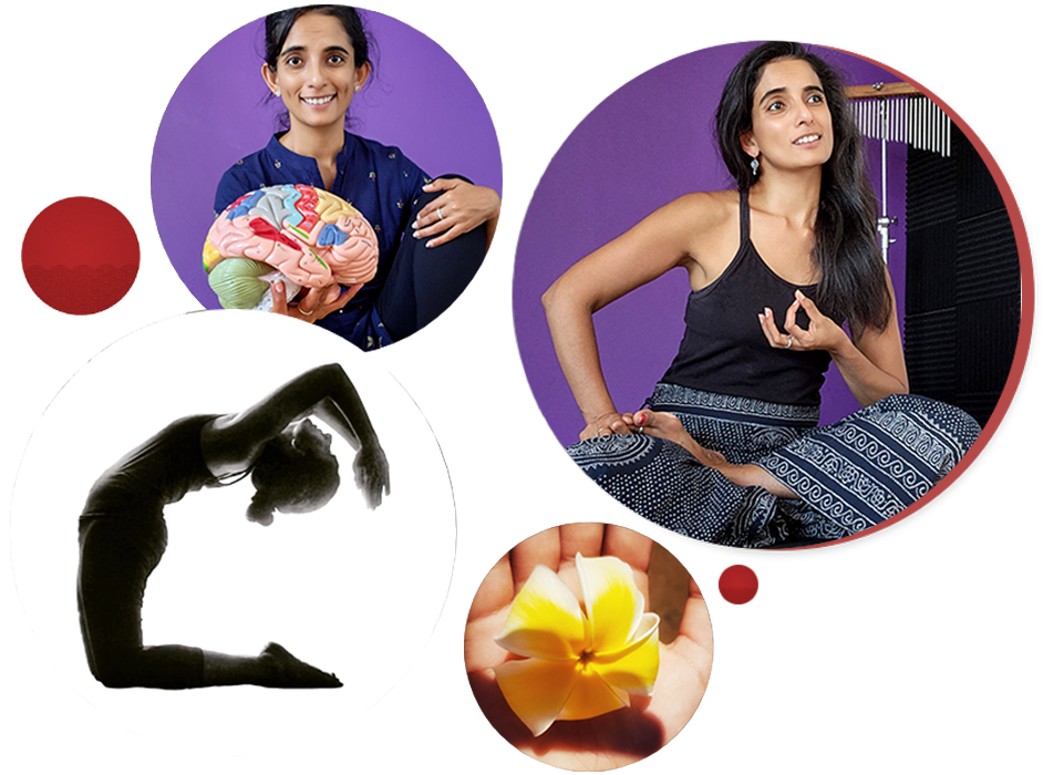 A collage of different yoga poses and pictures.